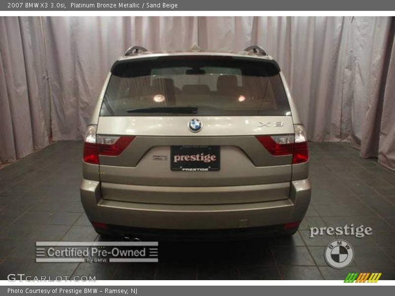 Platinum Bronze Metallic / Sand Beige 2007 BMW X3 3.0si