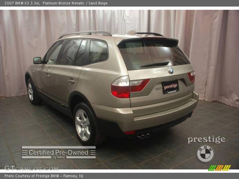 Platinum Bronze Metallic / Sand Beige 2007 BMW X3 3.0si