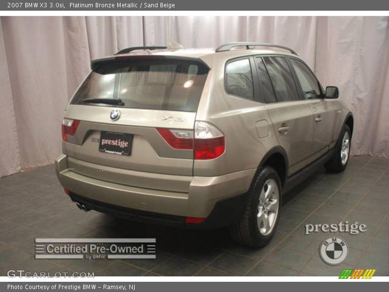 Platinum Bronze Metallic / Sand Beige 2007 BMW X3 3.0si