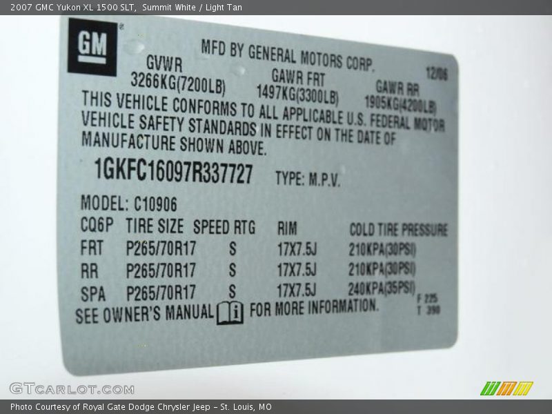 Summit White / Light Tan 2007 GMC Yukon XL 1500 SLT