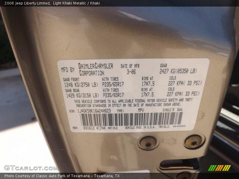 Light Khaki Metallic / Khaki 2006 Jeep Liberty Limited