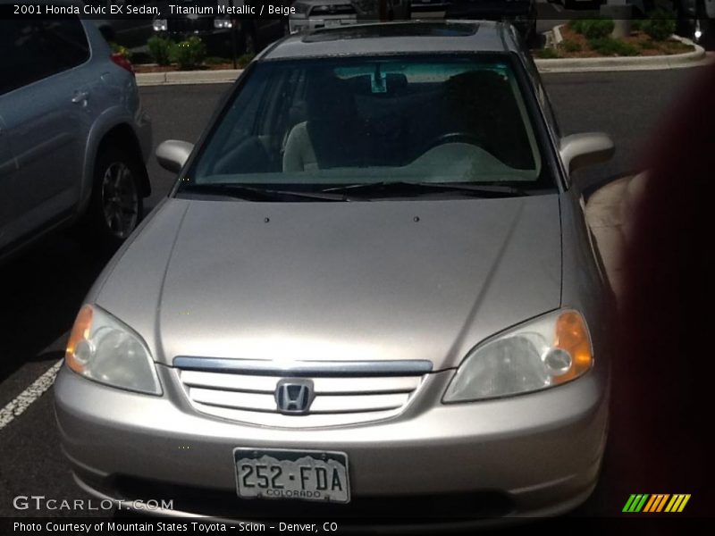 Titanium Metallic / Beige 2001 Honda Civic EX Sedan