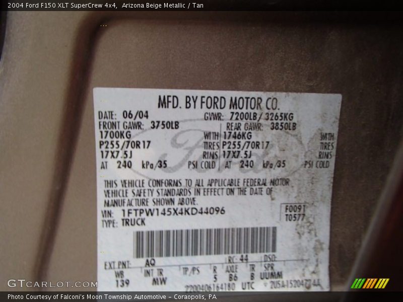 Arizona Beige Metallic / Tan 2004 Ford F150 XLT SuperCrew 4x4