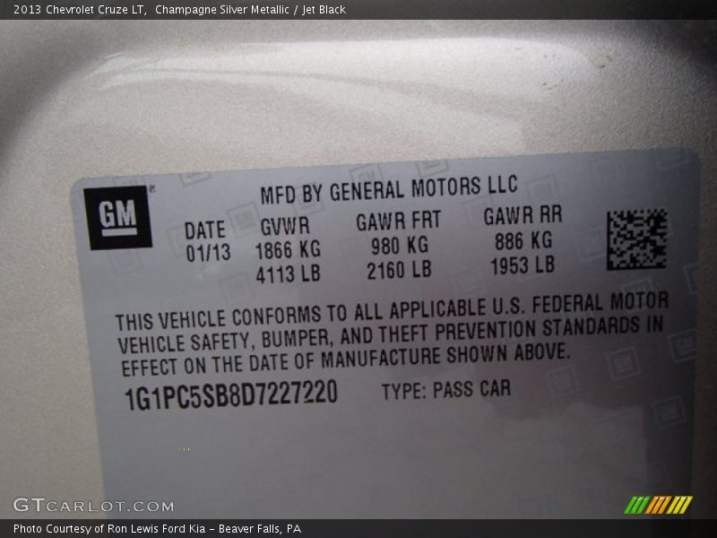 Champagne Silver Metallic / Jet Black 2013 Chevrolet Cruze LT