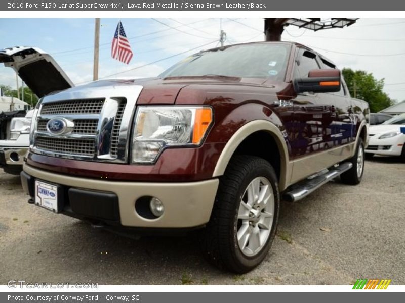 Lava Red Metallic / Sienna Brown Leather/Black 2010 Ford F150 Lariat SuperCrew 4x4