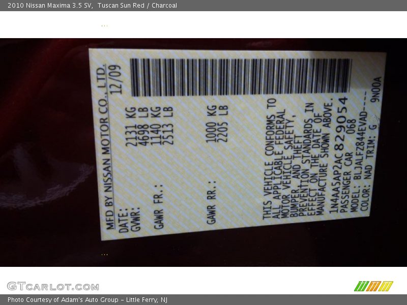 Tuscan Sun Red / Charcoal 2010 Nissan Maxima 3.5 SV