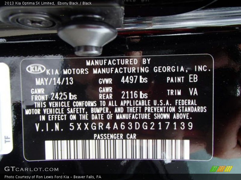 Ebony Black / Black 2013 Kia Optima SX Limited