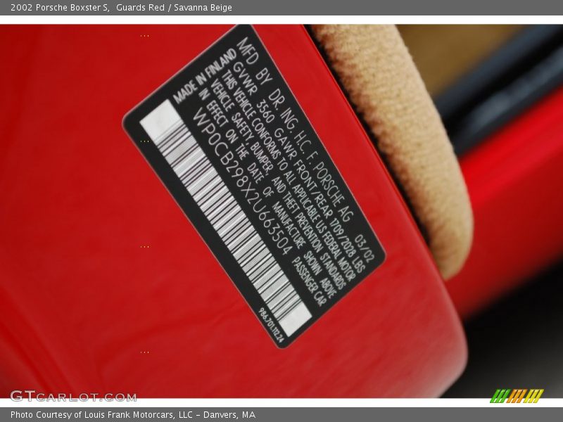 Guards Red / Savanna Beige 2002 Porsche Boxster S