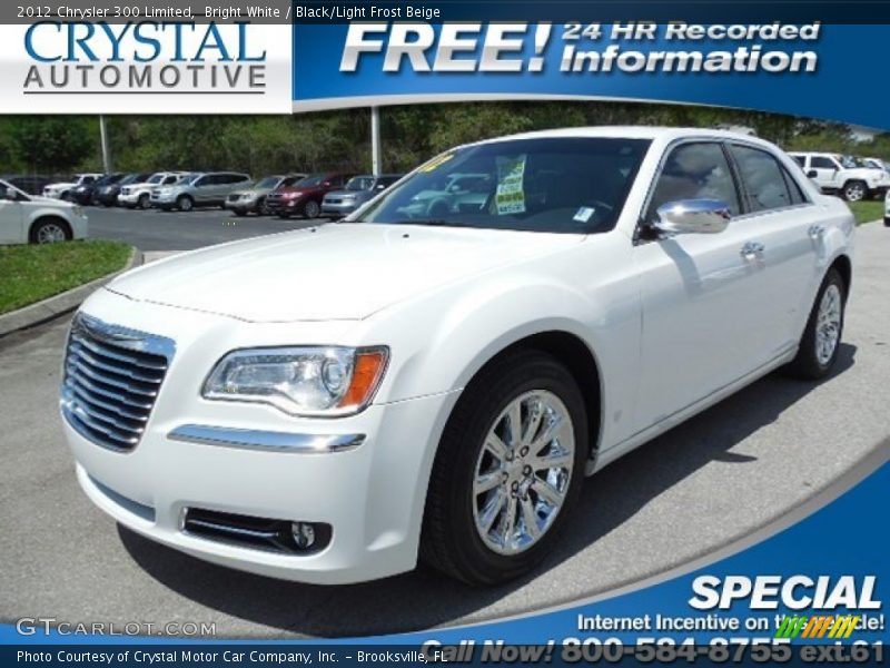 Bright White / Black/Light Frost Beige 2012 Chrysler 300 Limited