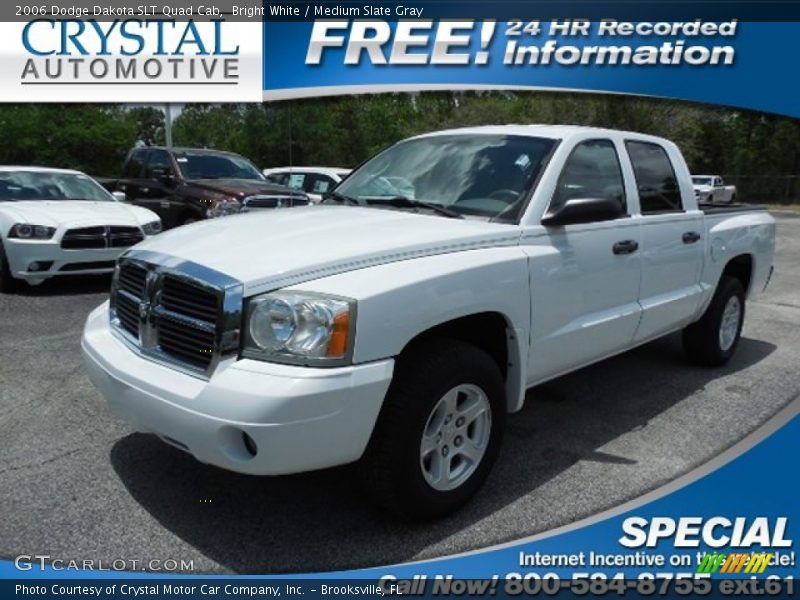 Bright White / Medium Slate Gray 2006 Dodge Dakota SLT Quad Cab