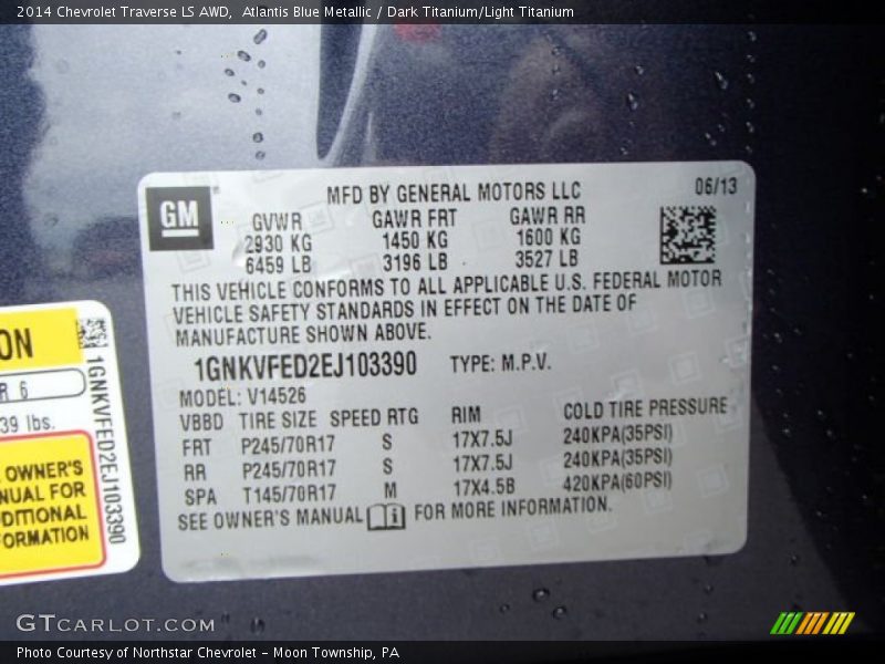 Atlantis Blue Metallic / Dark Titanium/Light Titanium 2014 Chevrolet Traverse LS AWD