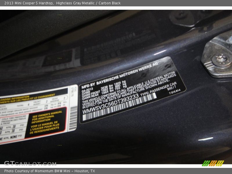 Highclass Gray Metallic / Carbon Black 2013 Mini Cooper S Hardtop