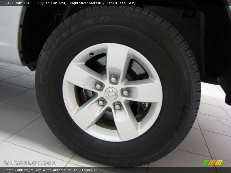 Bright Silver Metallic / Black/Diesel Gray 2013 Ram 1500 SLT Quad Cab 4x4