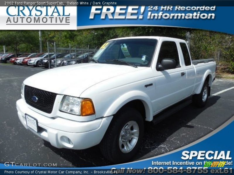 Oxford White / Dark Graphite 2002 Ford Ranger Sport SuperCab