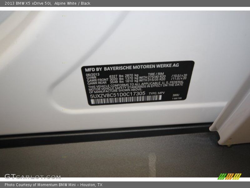 Alpine White / Black 2013 BMW X5 xDrive 50i