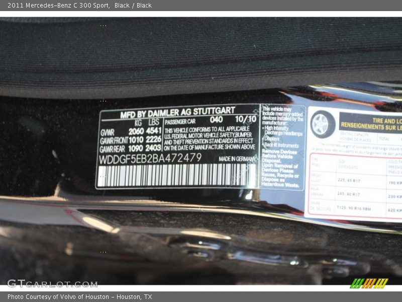 Black / Black 2011 Mercedes-Benz C 300 Sport