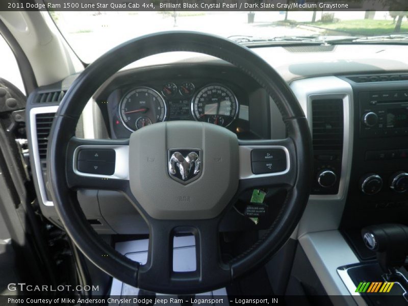Brilliant Black Crystal Pearl / Dark Slate Gray/Medium Graystone 2011 Dodge Ram 1500 Lone Star Quad Cab 4x4