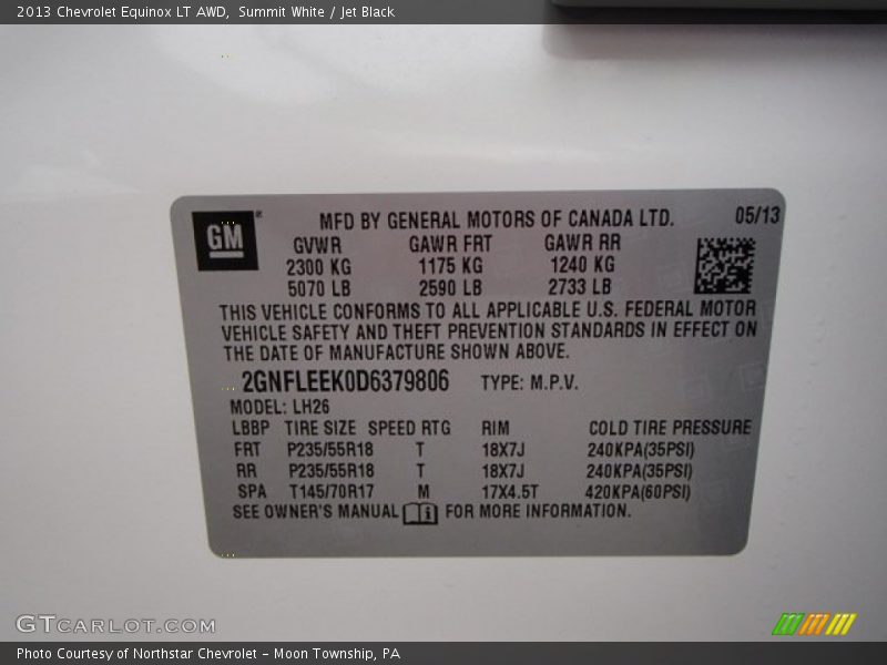 Summit White / Jet Black 2013 Chevrolet Equinox LT AWD