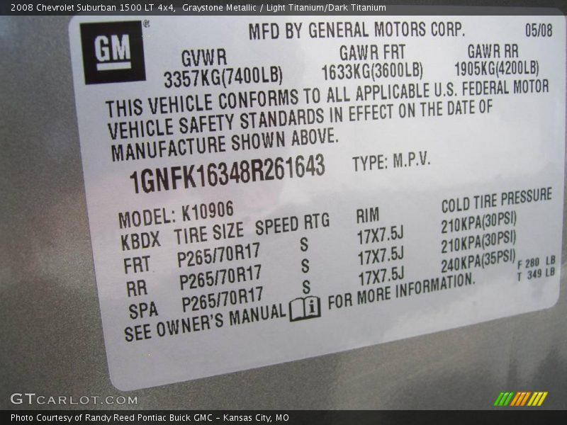 Graystone Metallic / Light Titanium/Dark Titanium 2008 Chevrolet Suburban 1500 LT 4x4