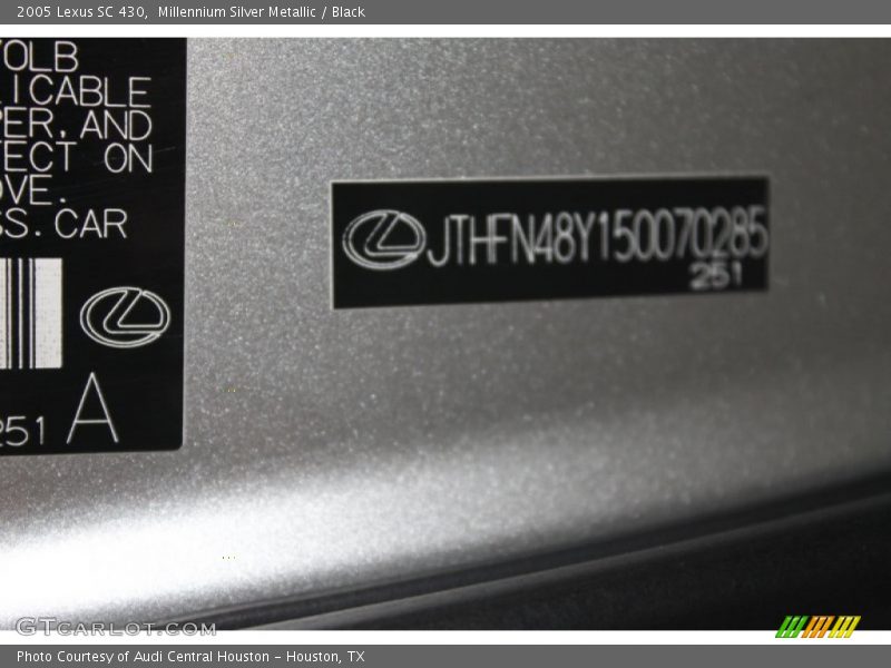Millennium Silver Metallic / Black 2005 Lexus SC 430