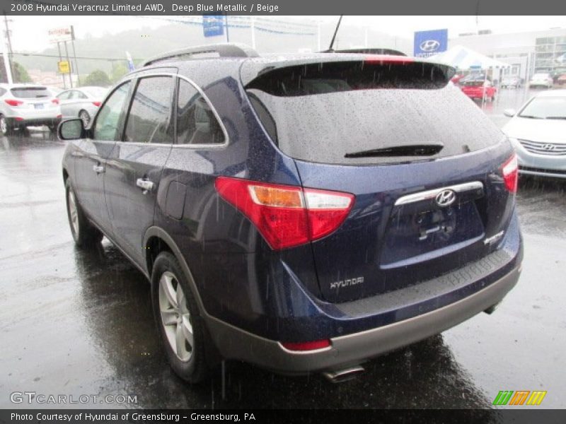 Deep Blue Metallic / Beige 2008 Hyundai Veracruz Limited AWD