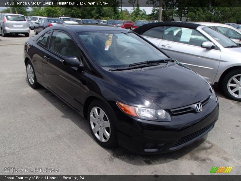 Nighthawk Black Pearl / Gray 2008 Honda Civic LX Coupe
