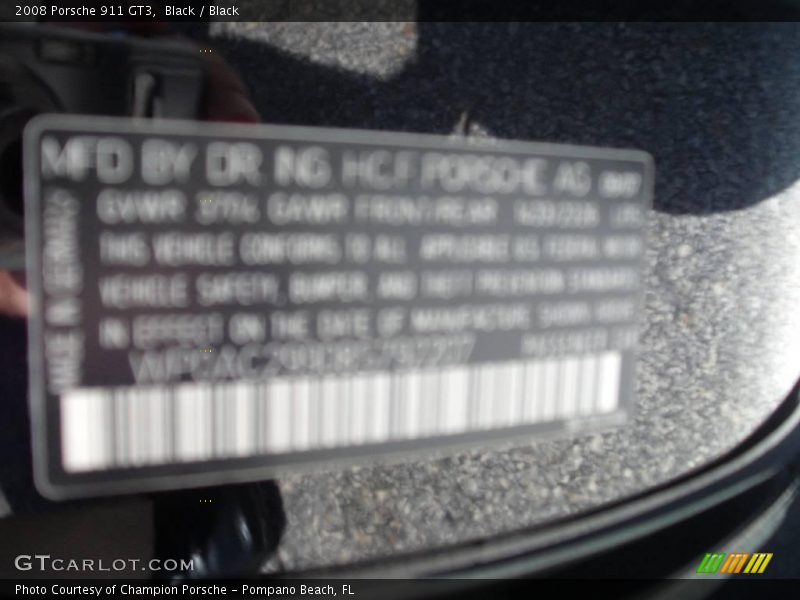 Black / Black 2008 Porsche 911 GT3