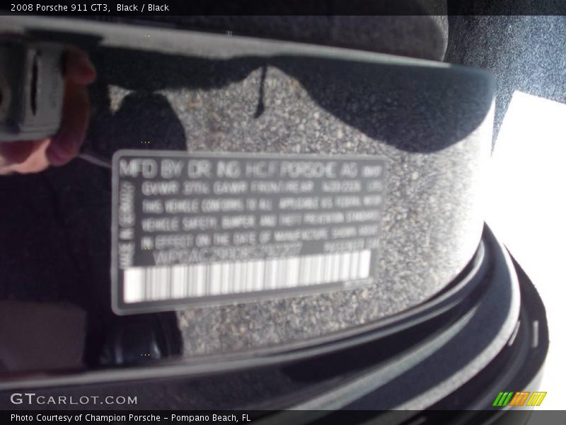 Black / Black 2008 Porsche 911 GT3