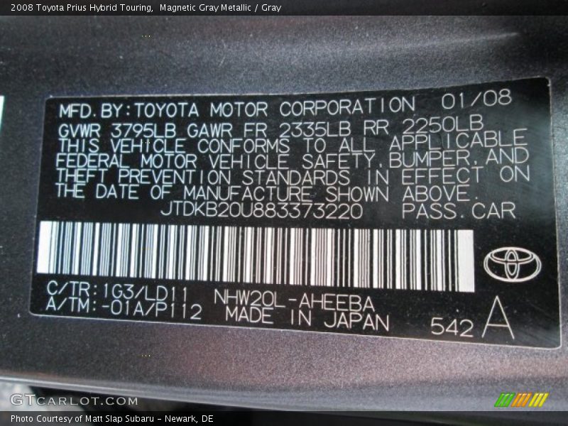 Magnetic Gray Metallic / Gray 2008 Toyota Prius Hybrid Touring