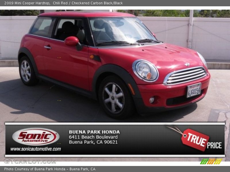 Chili Red / Checkered Carbon Black/Black 2009 Mini Cooper Hardtop