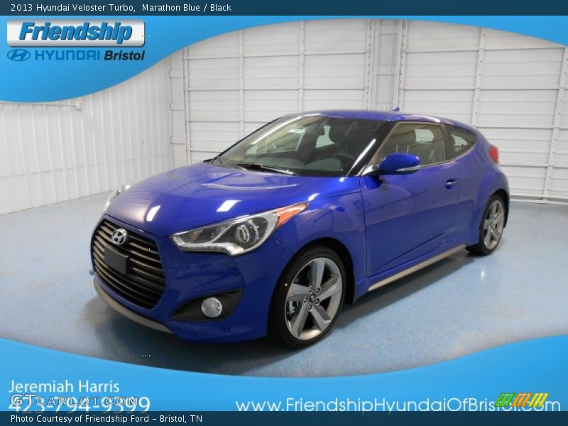 Marathon Blue / Black 2013 Hyundai Veloster Turbo