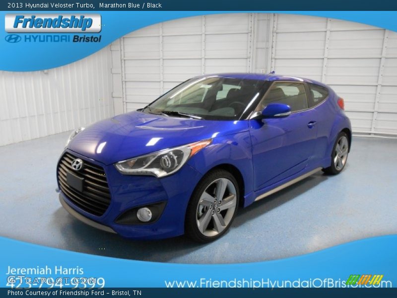Marathon Blue / Black 2013 Hyundai Veloster Turbo