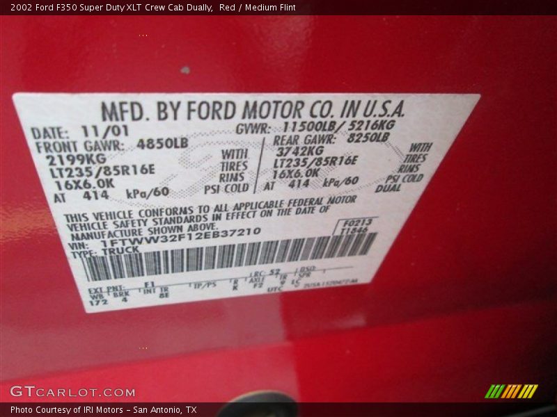 Red / Medium Flint 2002 Ford F350 Super Duty XLT Crew Cab Dually