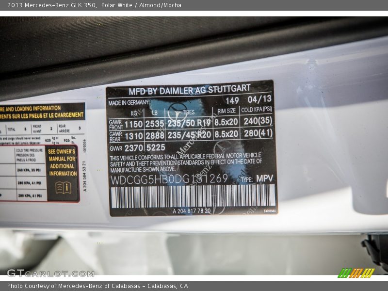 Polar White / Almond/Mocha 2013 Mercedes-Benz GLK 350