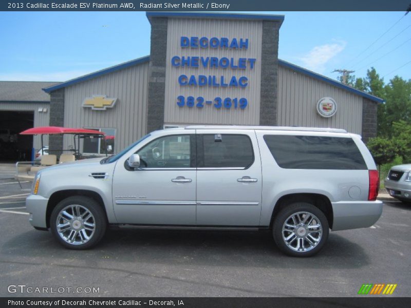 Radiant Silver Metallic / Ebony 2013 Cadillac Escalade ESV Platinum AWD