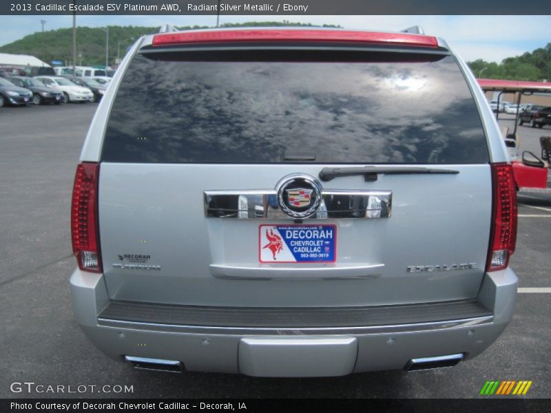 Radiant Silver Metallic / Ebony 2013 Cadillac Escalade ESV Platinum AWD