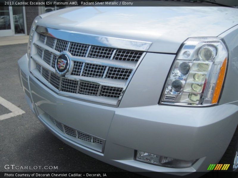 Radiant Silver Metallic / Ebony 2013 Cadillac Escalade ESV Platinum AWD