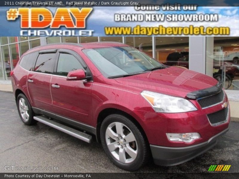 Red Jewel Metallic / Dark Gray/Light Gray 2011 Chevrolet Traverse LT AWD