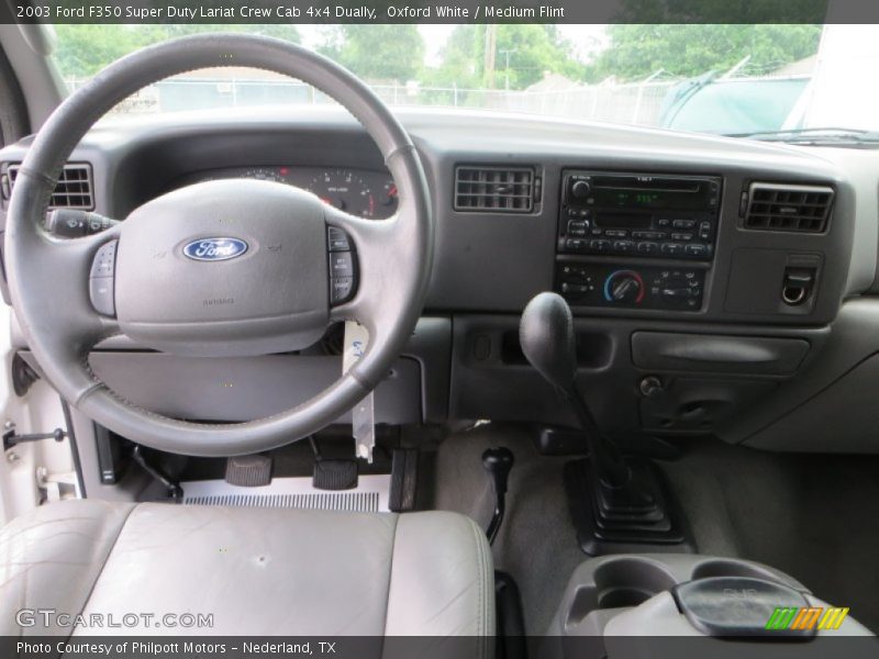 Oxford White / Medium Flint 2003 Ford F350 Super Duty Lariat Crew Cab 4x4 Dually