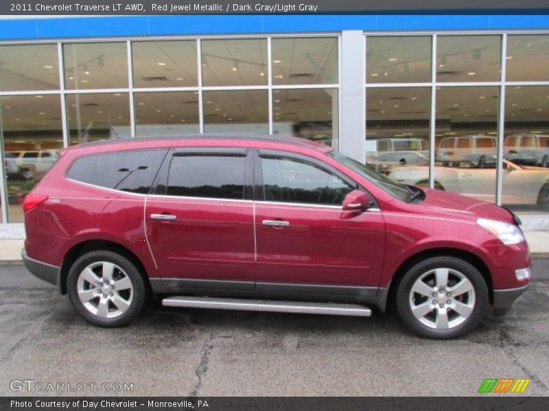 Red Jewel Metallic / Dark Gray/Light Gray 2011 Chevrolet Traverse LT AWD