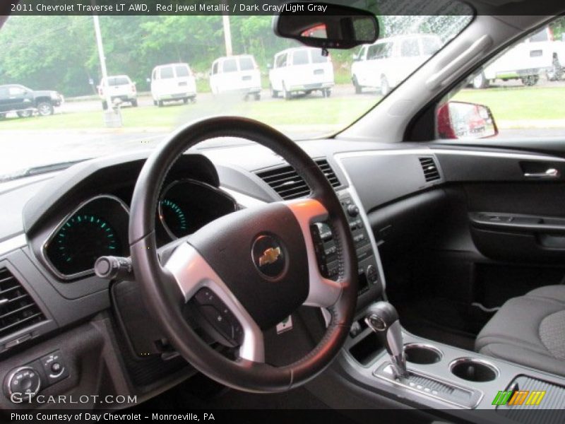 Red Jewel Metallic / Dark Gray/Light Gray 2011 Chevrolet Traverse LT AWD