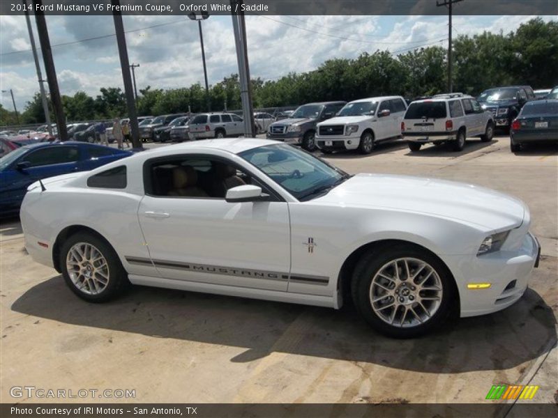 Oxford White / Saddle 2014 Ford Mustang V6 Premium Coupe
