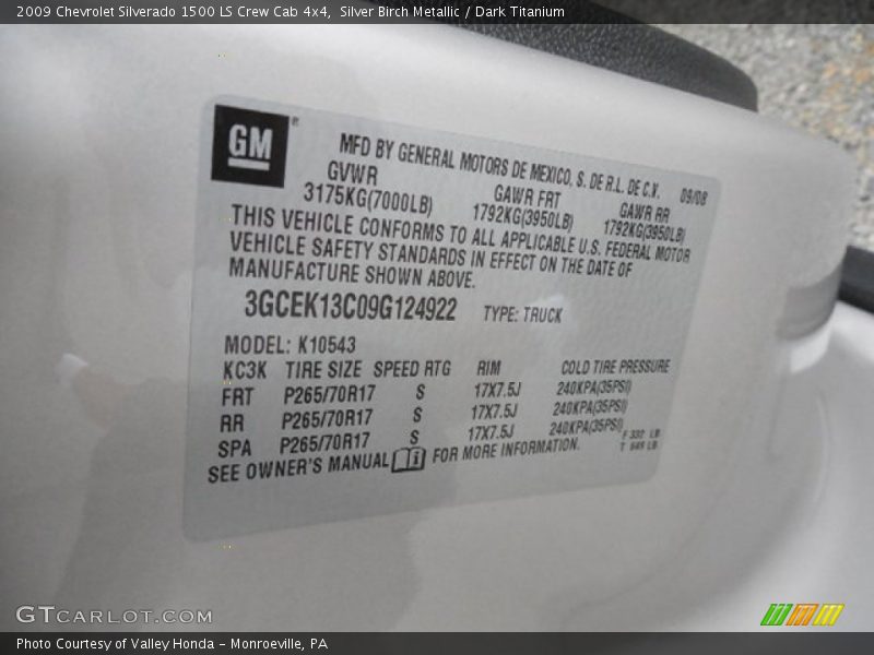 Silver Birch Metallic / Dark Titanium 2009 Chevrolet Silverado 1500 LS Crew Cab 4x4