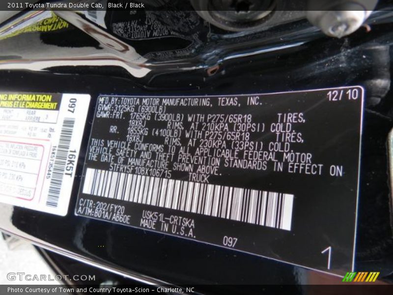 2011 Tundra Double Cab Black Color Code 202
