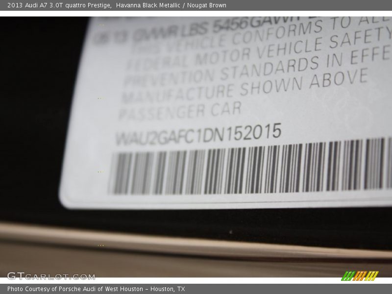 Havanna Black Metallic / Nougat Brown 2013 Audi A7 3.0T quattro Prestige