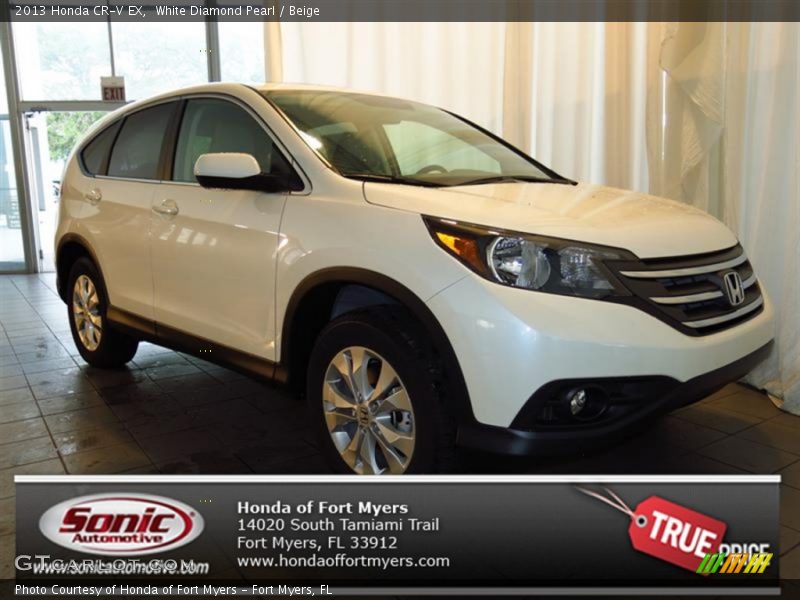 White Diamond Pearl / Beige 2013 Honda CR-V EX