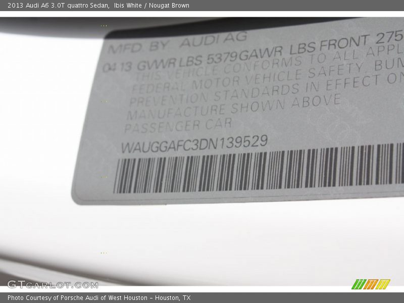 Ibis White / Nougat Brown 2013 Audi A6 3.0T quattro Sedan
