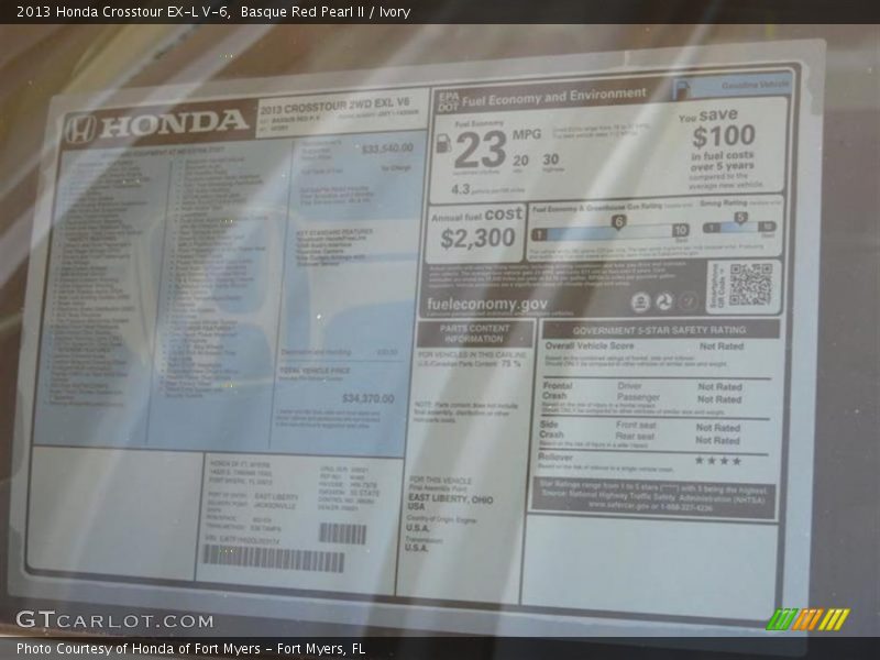 Basque Red Pearl II / Ivory 2013 Honda Crosstour EX-L V-6