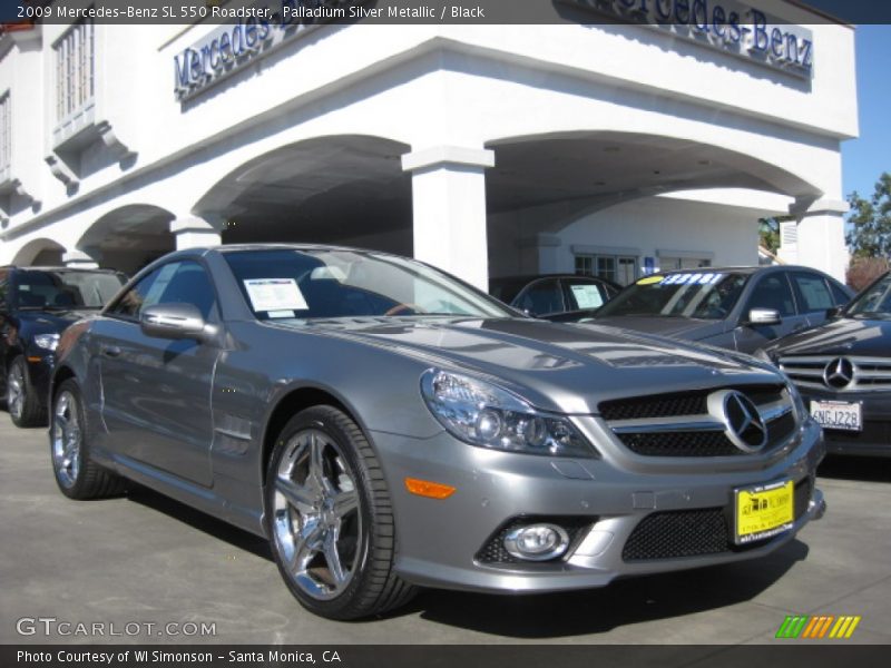 Palladium Silver Metallic / Black 2009 Mercedes-Benz SL 550 Roadster