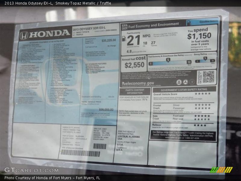 Smokey Topaz Metallic / Truffle 2013 Honda Odyssey EX-L